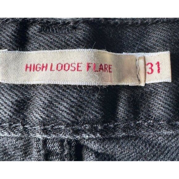 Levi's Premium Womens Sz 31 High Loose Flare Leg Trainwreck Black Denim Jeans - Picture 5 of 12